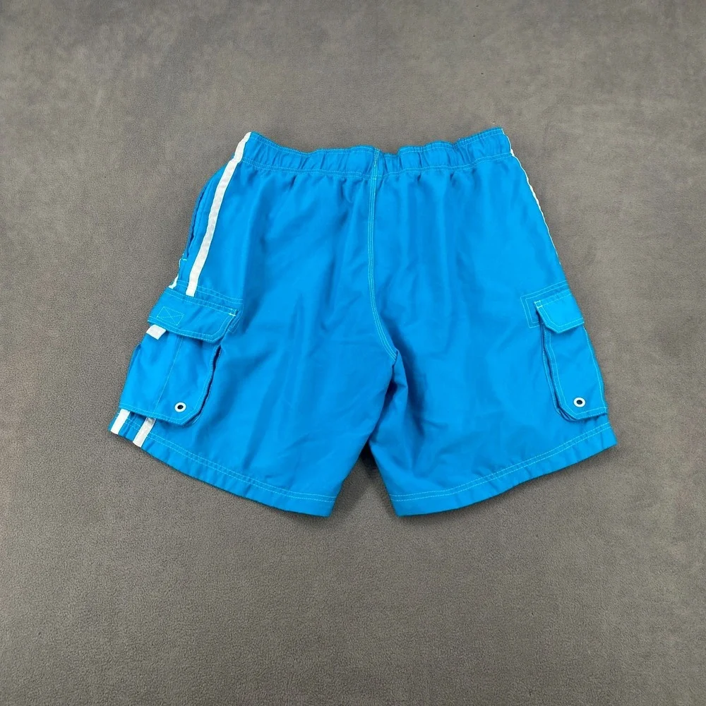 OP Ocean Pacific Board Shorts Men Large Blue Cargo Pocket High Rise Swim Surfing